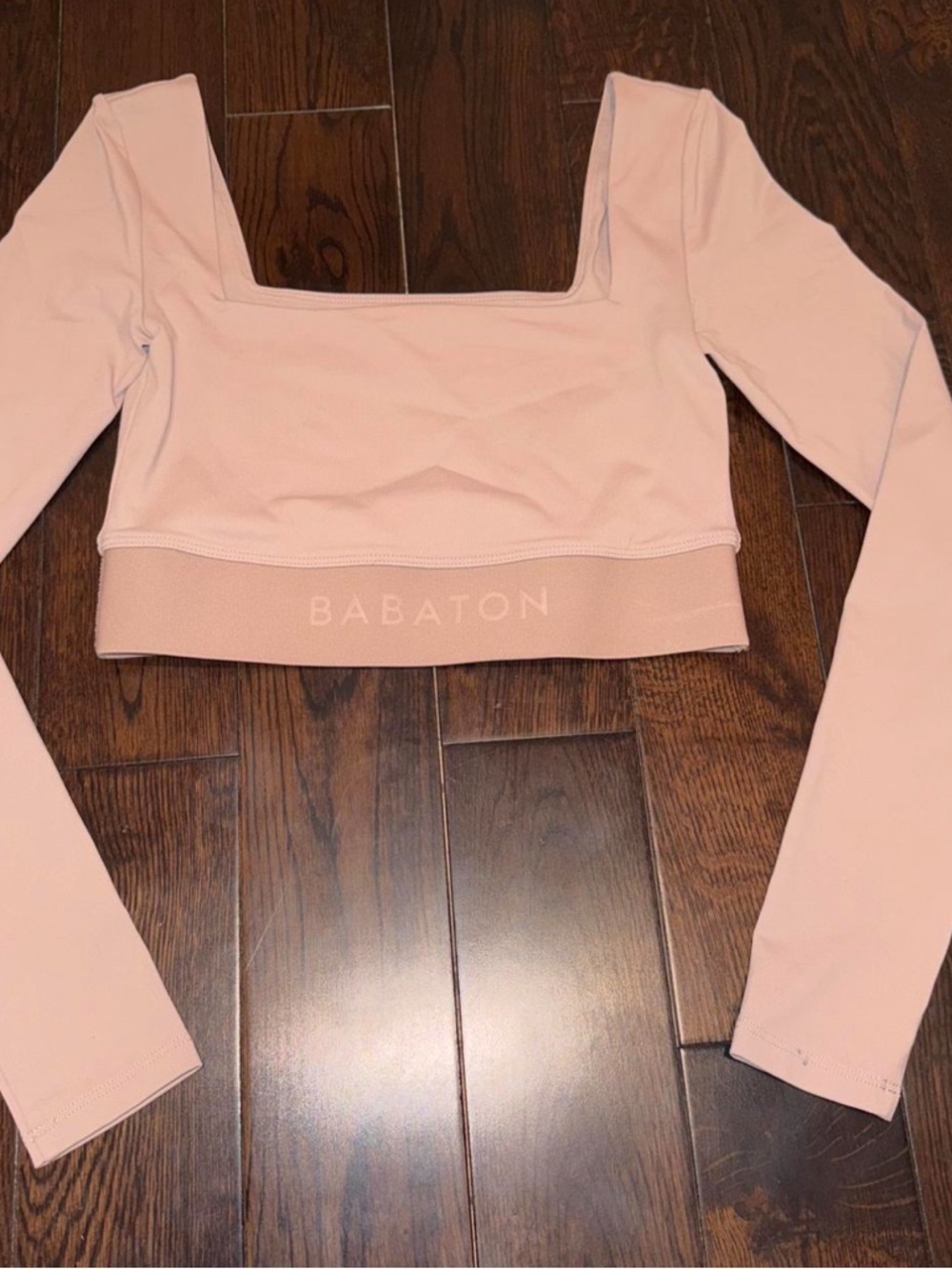 Babaton Blush Square-Neck Long Sleeve Crop Top